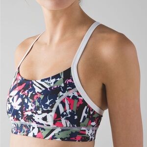 Lululemon Rise and Run Bra Mini Pop Cut Boom Juice Multi White | Mesh Back | 4